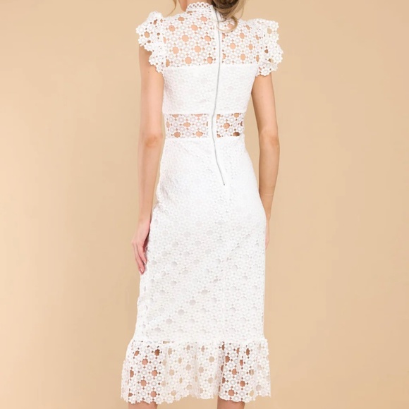RED DRESS Love’s High Hopes White Crochet Midi Dress - Picture 2 of 2